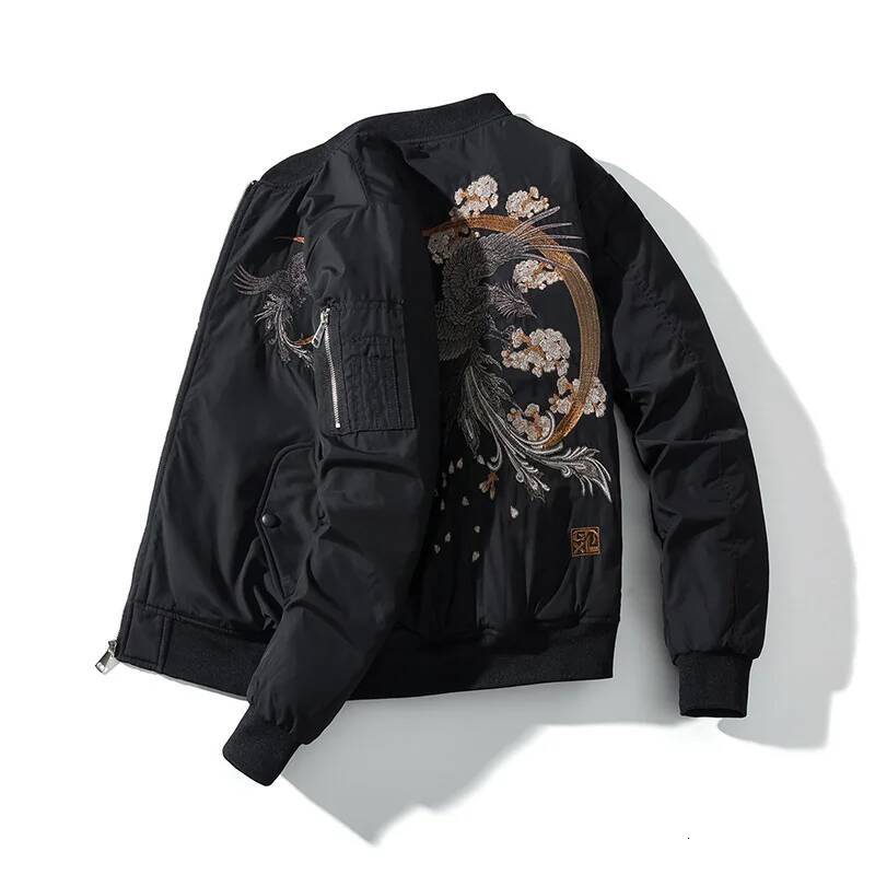 Men's Bomber Hip Hop Heavy Industry Embroidery Ma1 Coat City Boys Outerwear Baseball Collar Jacket