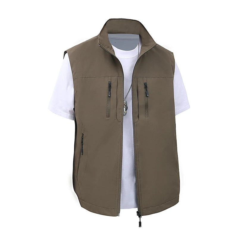 Men Outdoor Breathable Sleeveless Vest Mens Tactical Casual Fish Cargo Vests Coats Man Multi Pockets Work Cardigan Waistcoat 250614