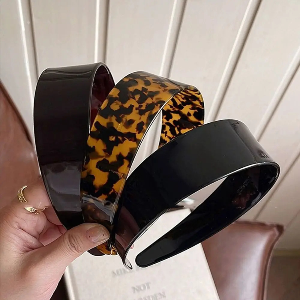 Wide Side Acetate Headband Hairband Hair Clip Leopard Print Headband Women Hair Hoop Korean Style Headwear Acetic Acid Hair Band 250610