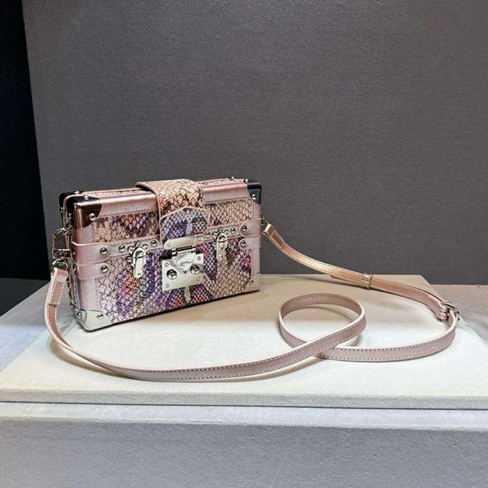 Genuine Leather Snake High-End Pattern Handbag Box for Women 2024 New Luxury Shoulder Crossbody Bag