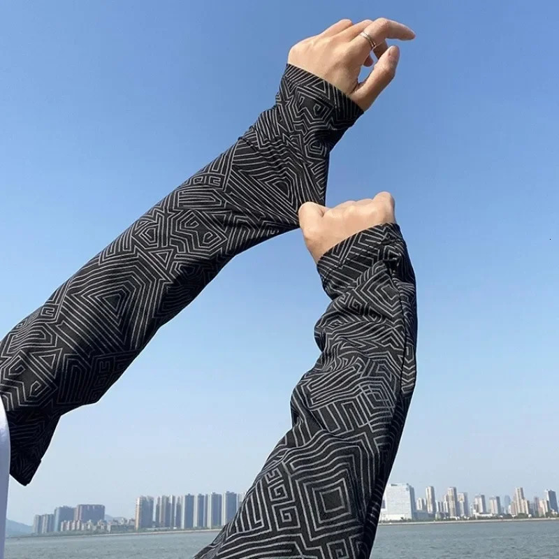 Summer Ice Silk Sleeves for Men Women Breathable Outdoor UV Protection Cycling Driving Sleeve Arm Sun Screen Protection Sleeves 250610