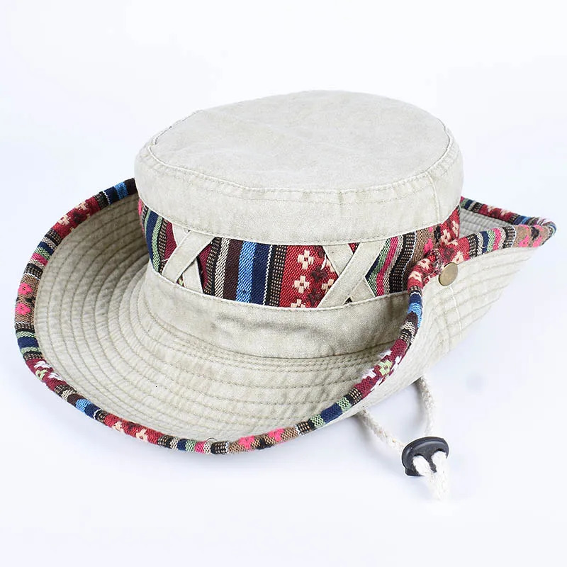 Summer Bucket Hat With String Women Men Vintage Beach Sun Fishing Hats Outdoor Hiking Bob Panama Summer Fisherman Caps 250610