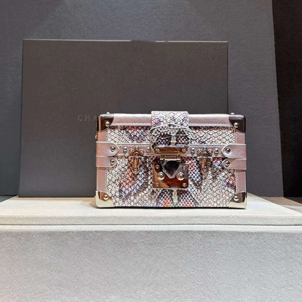 Genuine Leather Snake High-End Pattern Handbag Box for Women 2024 New Luxury Shoulder Crossbody Bag