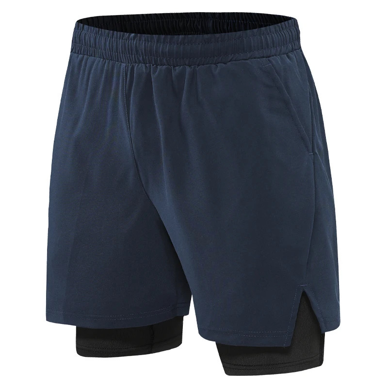 Men 2 In 1 Sports Shorts Quick Dry Jogger Marathon With Liner Breathable Running Fitness Double Deck Casual Shorts 250614