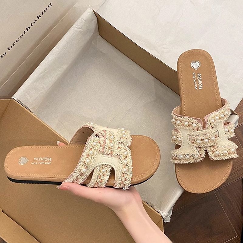 Free Shipping 2025 New Fashionable Designer Sandals Luxurious Versatile Classic Flat Slides for Womens Sandals Girl Blue Pink Embroidery Slipper Outdo