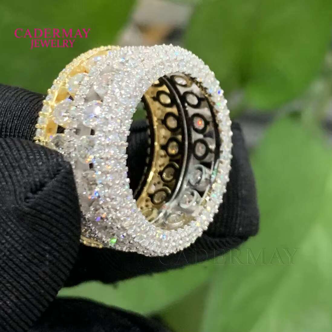 Cadermay Two Tone Simple Style D VVS1 Moissanite Ring Sterling Silver 925 Fancy Moissanite Jewelry Ring
