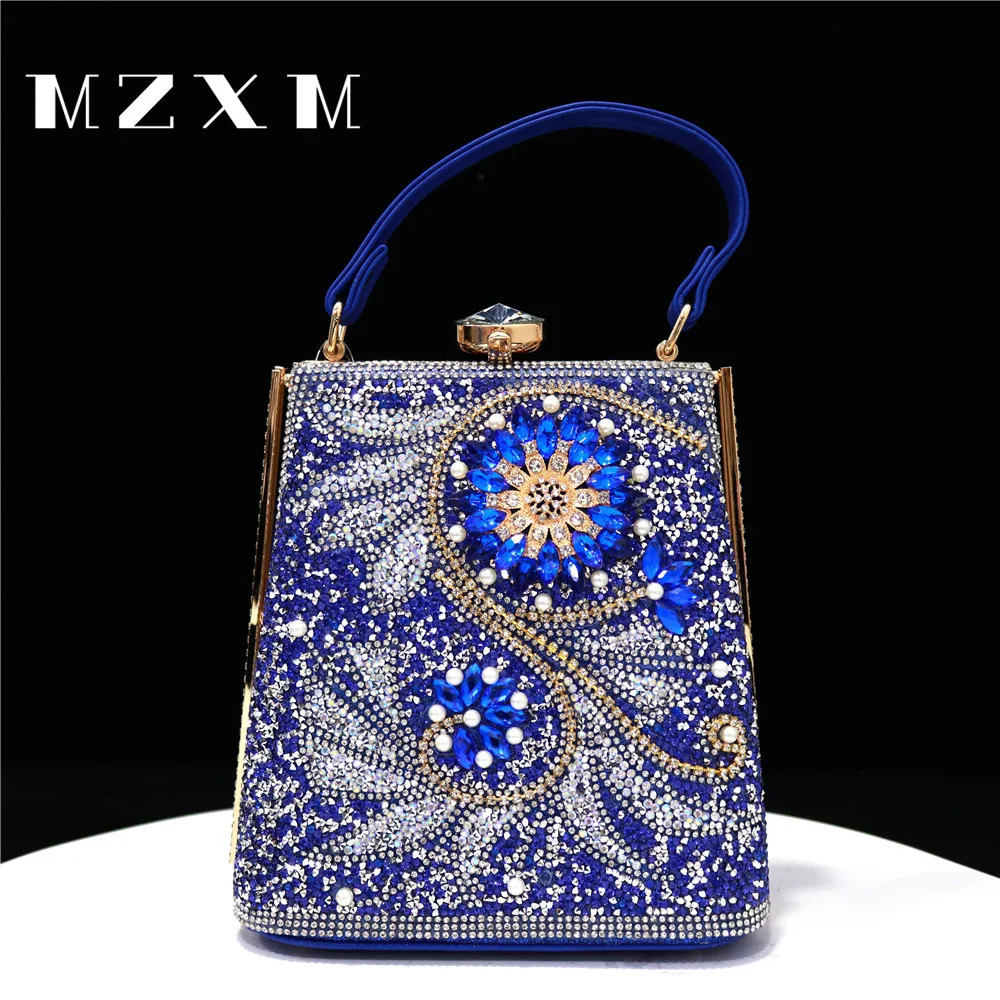Womens Elegant Onesided Handbag Luxury Gold Rhinestone Applique Pearl Design Dinner Bag 250614
