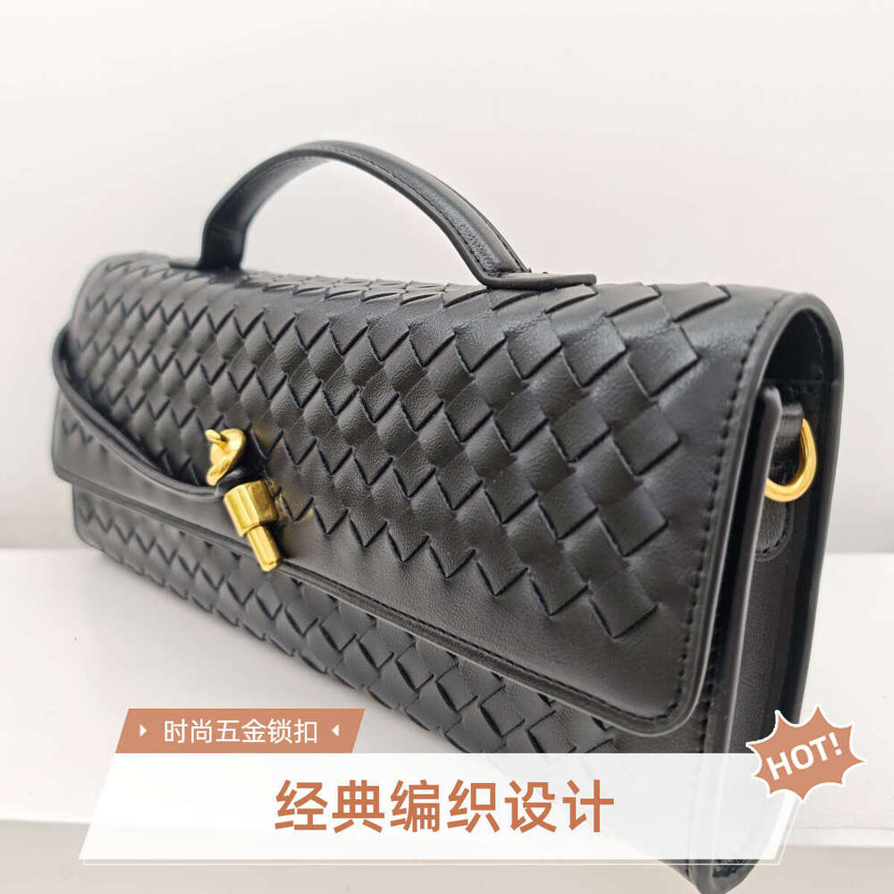 New Handwoven Spring/Summer 2025 Cowhide Evening Baguette with Long Strap Clutch Shoulder Crossbody Women's Bag