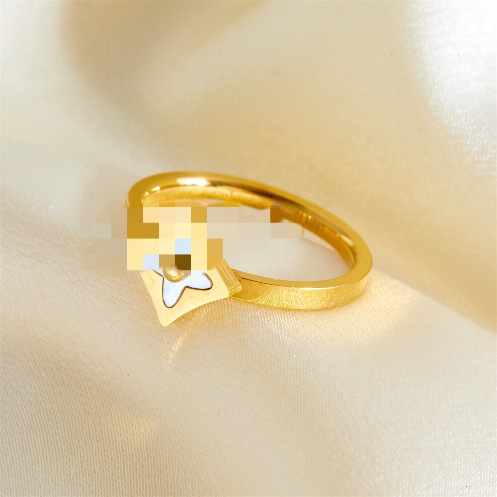 Light Luxury Fashion Simple Elegant Versatile Mother-of-Pearl Flower for Women High-End Titanium Steel Non-Fading Ring