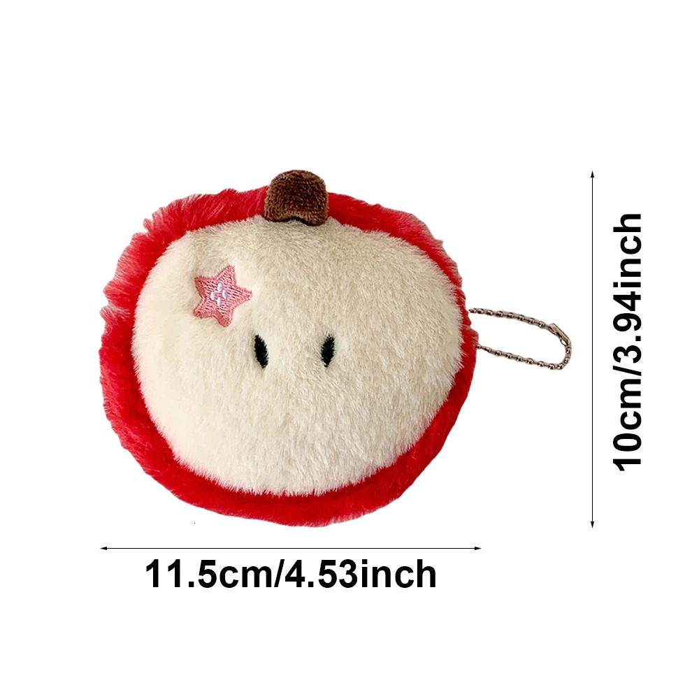 Ins Style Kawaii Mini Coin Purses Cartoon Cute Apple Plush Coin Purse Pendant Earphone Bag Girl Lipstick Portable Storage Bag 250614