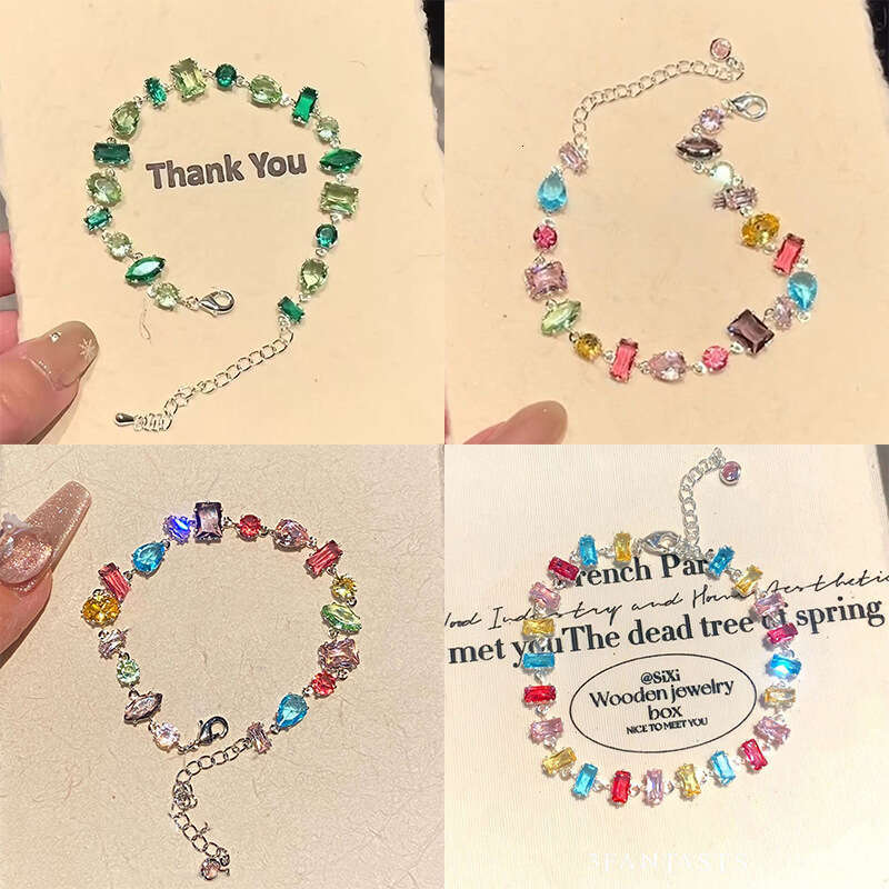 Luxury jewelry designer bracelet Irregular Zircon Water Drop Square Bracelet Summer Fresh Gentle Wristband Fashion Versatile Hand Jewelry Niche High-e