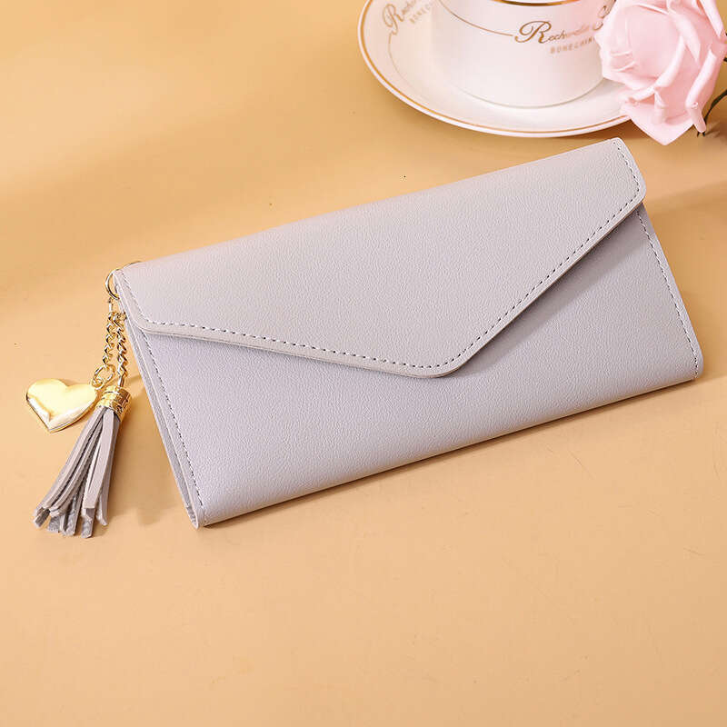 New Women's Long Fashion Tassel Slim Wallet Clutch Multi-Card Slot Card Holder