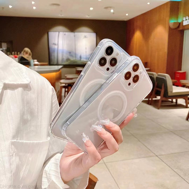 13 iPhone 14 11 Clear Magnetic Phone Case for Apple 15 12 Transparent PC Mobile Back Bumper Covers Compatible with MagSafe Wireless Charger Fundas Coq