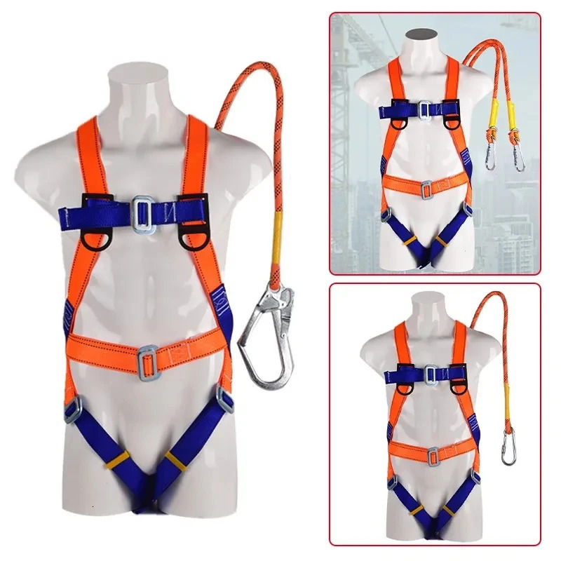 FivePoint Safety Harness Aerial Worker Outdoor Construction Protection Waist Belts Belt Rescue with Survival Rope Hook 250611