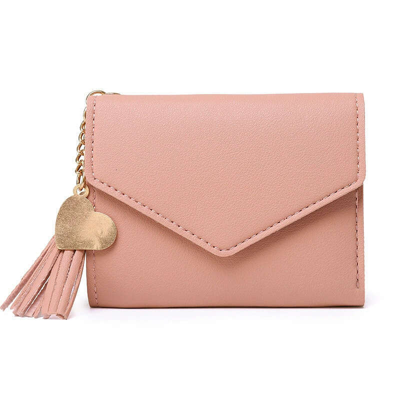 Women's Short Solid Color Tassel Card Holder Student Cute Thin Coin Purse Wallet