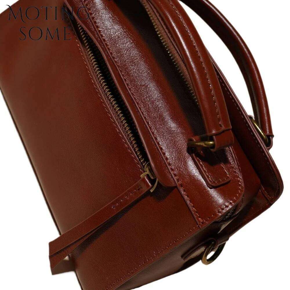 Motingsome New 2025 Fashion Women Small Square Natural Cowhide Shoulder Handbag Lady Mini Messenger Bag