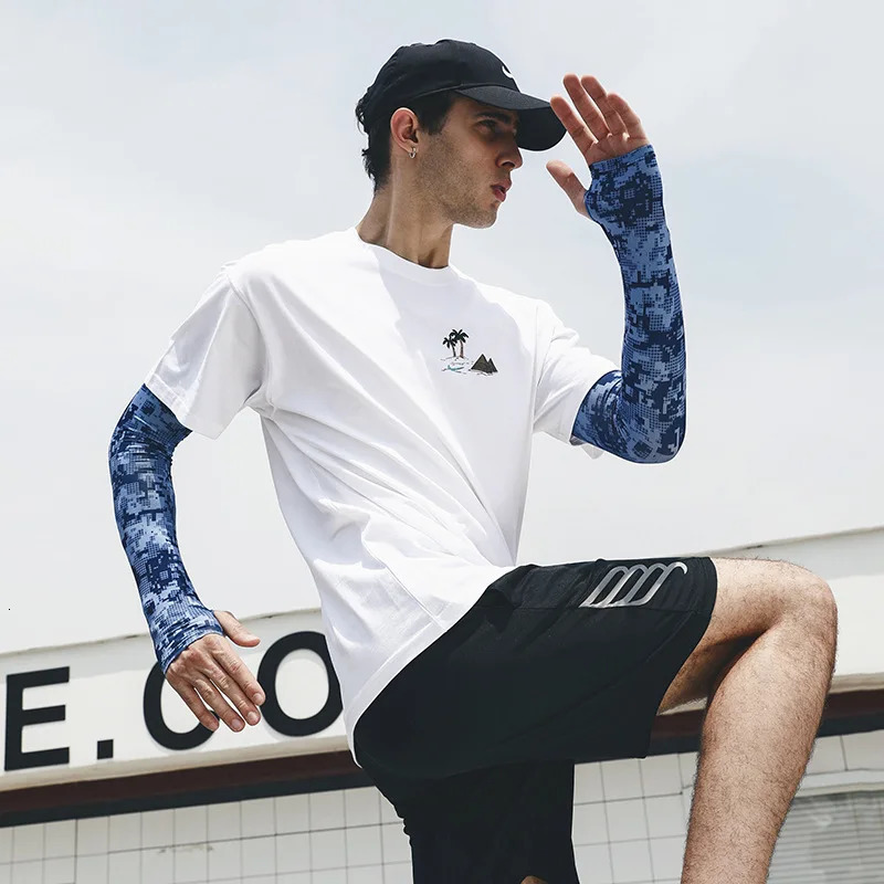 Uv Solar Arm Sleeve Men Summer Camouflage Ice Silk Long Sleeve Outdoor Fishing Sun-protective Mens Sports Cycling Arm Cover 250610