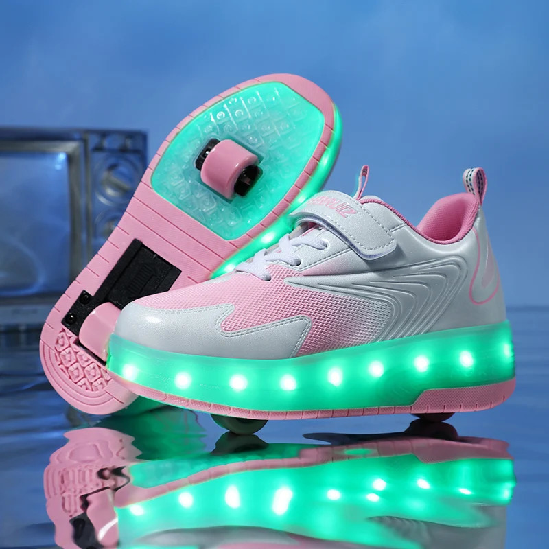 Kids Sneakers USB Recharge Light Up Skates Shoes Boys Girls Casual Skateboarding Shoe Roller Skate Outdoor Sports Shoes With LED 250614