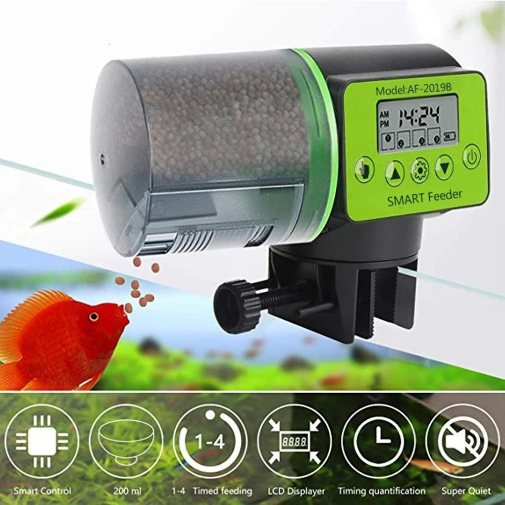 Cool Automatic Fish Feeder Digital Fish Tank Aquarium Electrical Plastic Timer Feeder Food Feeding Dispenser Tool Fish Feeder 250624