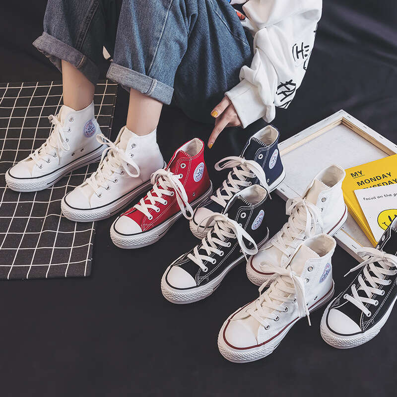 High-top Canvas for Women 2023 Spring and Autumn New Student Korean Version Couple Style Trendy Harajuku Men's NEW Shoes Comfortable Ins Sneakers
