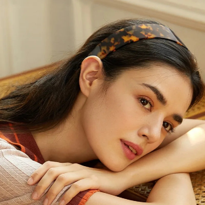 Retro Korean Style Acetate Tortoiseshell Leopard Print Comb With Anti Slip Wide Headband Party Hair Accessories For Ladies 250610
