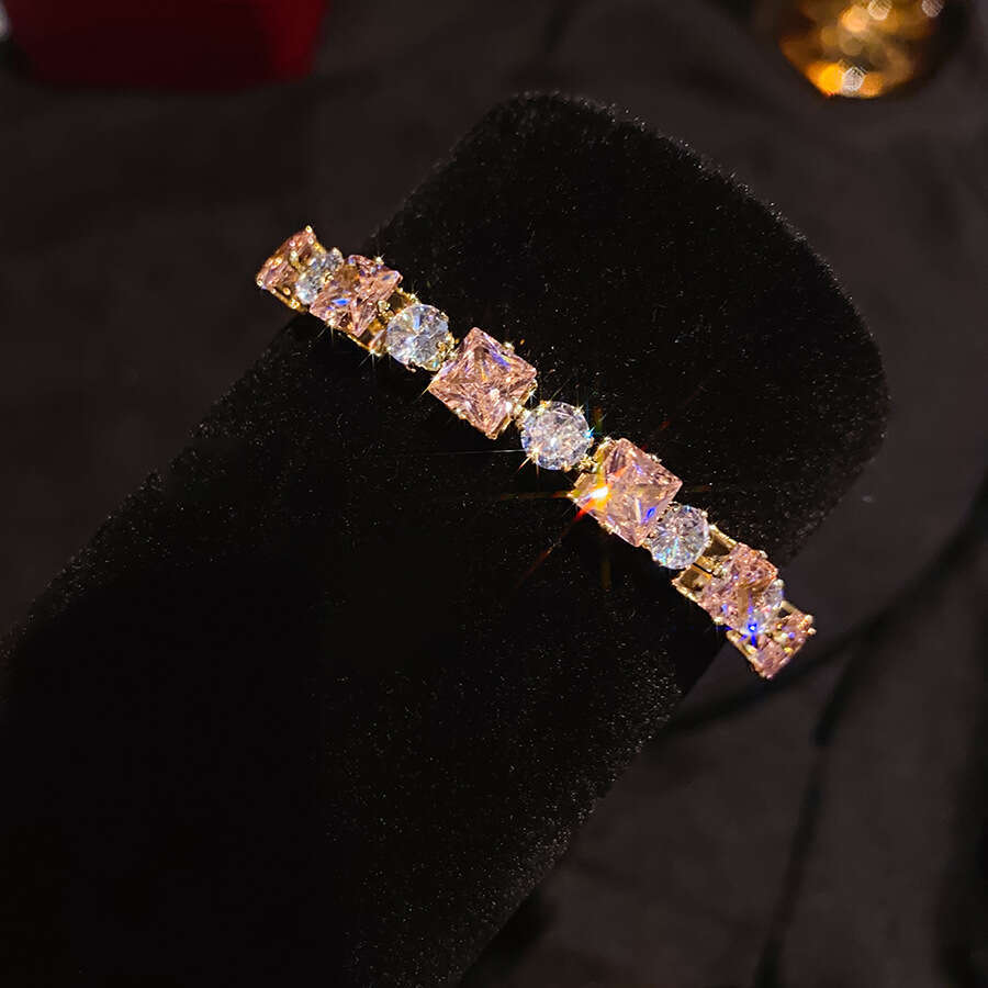 Luxury Jewelry Designer Bracelet 4leaf clover Zircon Geometric Round Diamond Drawable Bracelet High End Bracelet Cold Style Fashion Commuter Handmade 