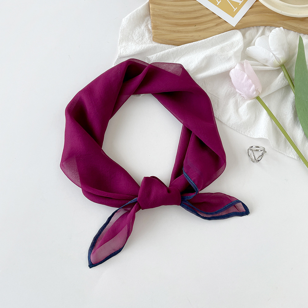 K1027 25 new lace cloud pattern gauze scarf imitation silk scarf female net celebrity style simple style solid color thin square scarf