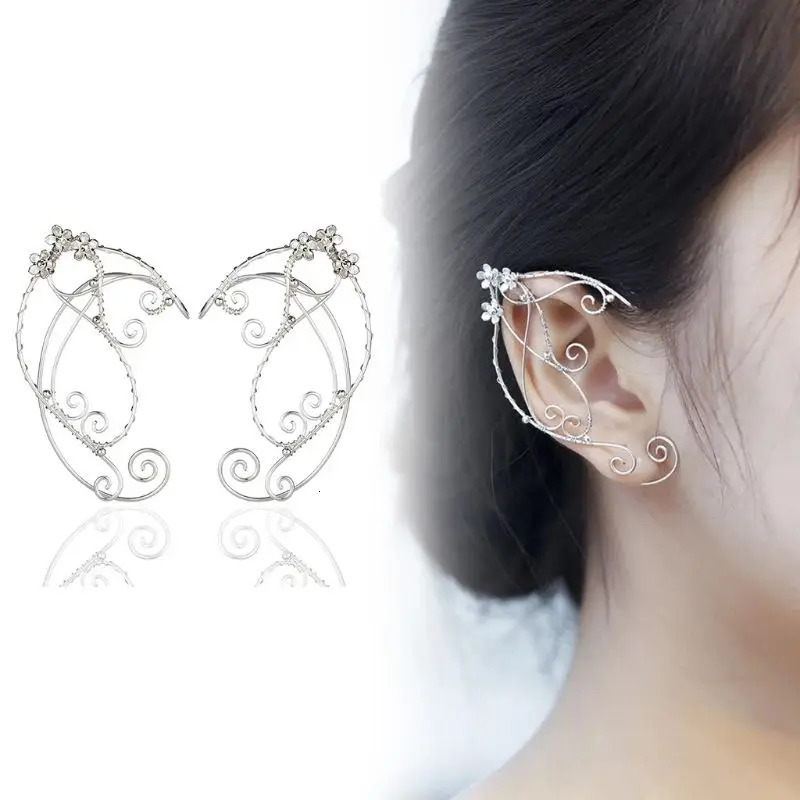 Elf Ear Cuffs Clip-on Earrings Filigree Fairy Wrap Earring Elven Cosplay Costume M2EA 250610