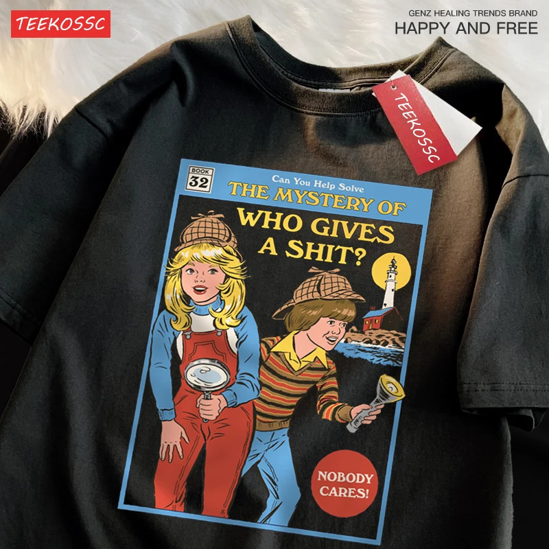 Can You Help Solve The Mystery Of Who Gives A Shit T Shirts Male Cotton Tee Clothes Hip Hop Oversized T Shirts Casual Loose Tops 250614