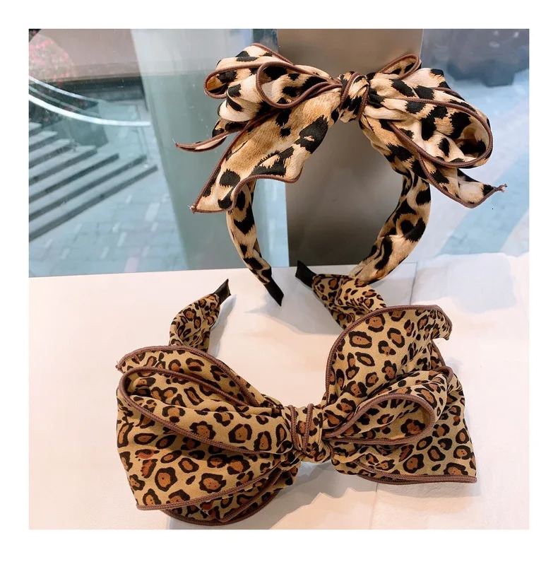 Korean version of the original retrostyle leopard print headband multilayer bow headband fairy series headband accessoriesWomen 250610