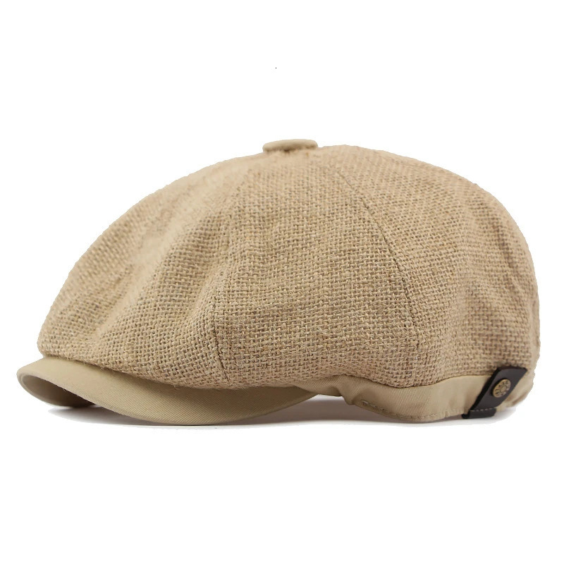 Natural Jute Linen Berets Hats for Men Summer Breathable sboy Caps Boina Hombre Gatsby Hat Women Gorras Para Mujer Flat Cap 250604