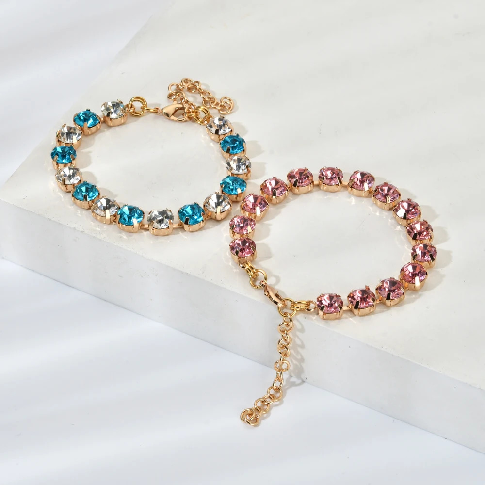 Womens Tennis Bracelet Hip Hop Trendy AA Cubic Zirconia Gold Plated Teen Girl Crystal Chain on The Hand Wedding Jewelry 250610