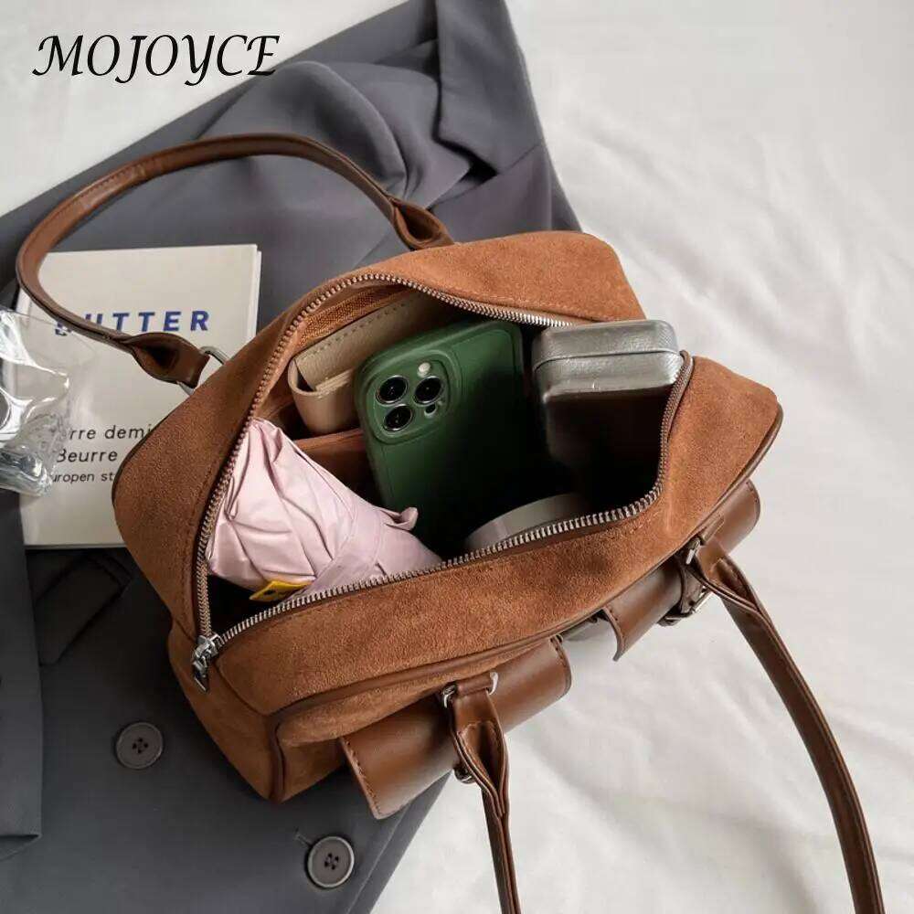 Women Retro Handbag PU Leather Casual Tote Multi-Pockets Fashion Underarm Ladies Commute Bag