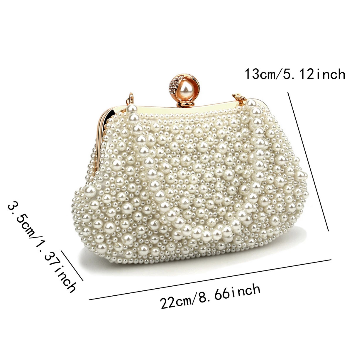 Shell Design Women Evening Bags Pearl Diamonds Small Clutch With Chain Shoulder Handbags Wedding Party Lady Purse 250614
