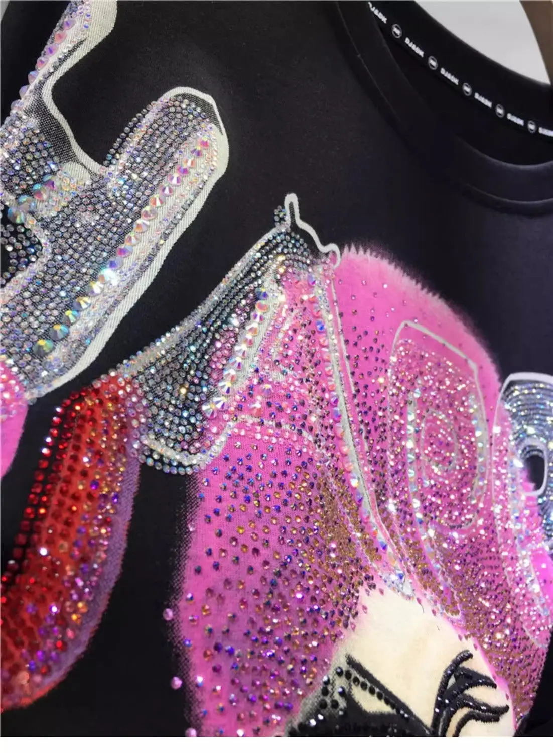 L-4XL Plus Size 150KG Women Rhinestone T Shirt Summer Print Ladies with Letter Big Size T-shirt for Woman Oversize Y2K Tee Tops 250614