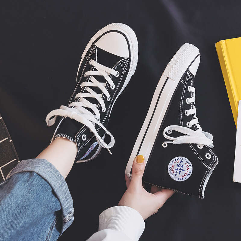 High-top Canvas for Women 2023 Spring and Autumn New Student Korean Version Couple Style Trendy Harajuku Men's NEW Shoes Comfortable Ins Sneakers