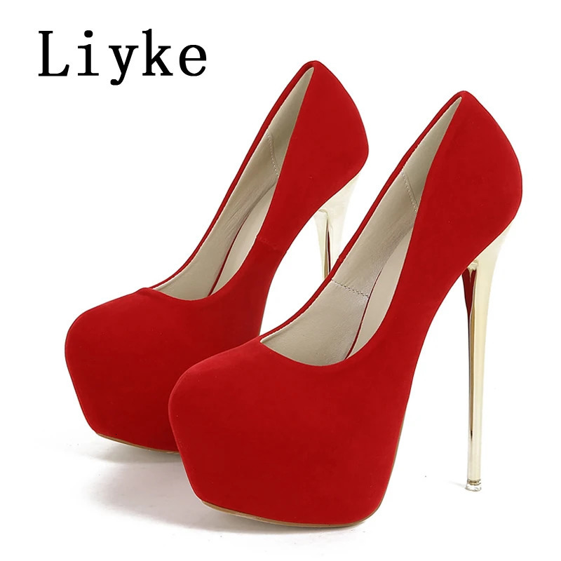 Liyke 2025 Spring Autumn Fashion Platform Pumps Sexy Round Toe Thin High Heels Womens Wedding Party Nightclub Dress Shoes 250613