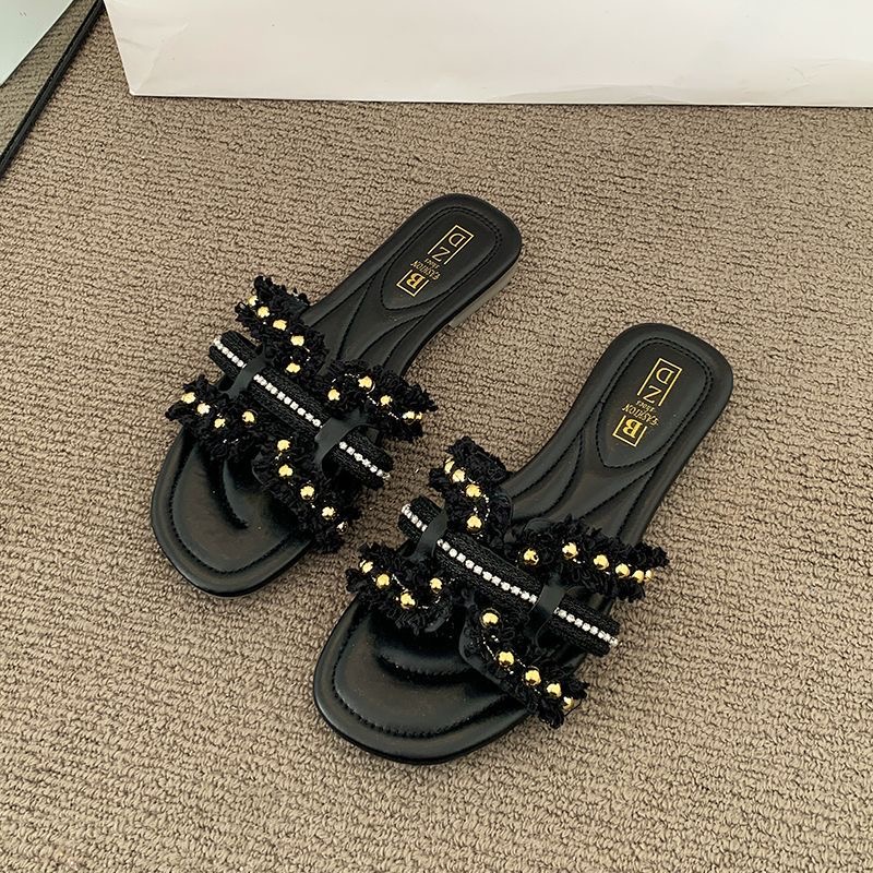 Free Shipping 2025 New Fashionable Designer Sandals Luxurious Versatile Classic Flat Slides for Womens Sandals Girl Blue Pink Embroidery Slipper Outdo