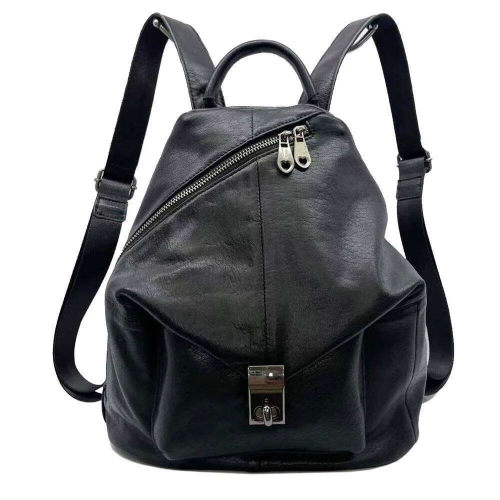 Casual Genuine Backpack Woman Fasion Ladies Real Cow Leather Double Shoulder Bag Solid Cowhide Travel Bagss