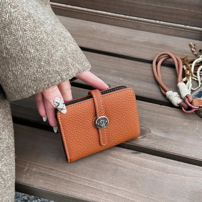 Vintage Quiet Luxury Women Card Holder Small Delicate Ins Minimalist Exquisite Purse Elegant PU Leather Portable Clutch Wallet 250614