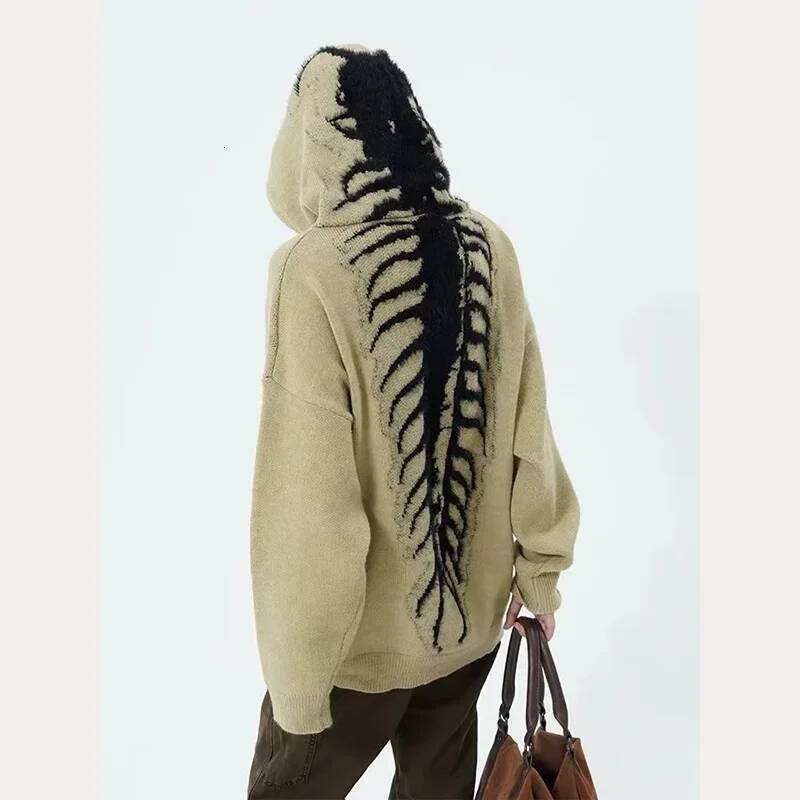 Snail Embroidery Niche Design American Streetwear Hooded Sweater For Men Women Loose Fit Style Knitted Top Spring Autumn