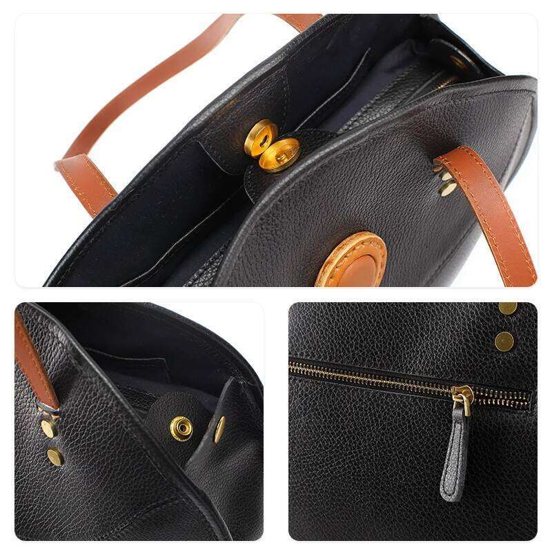 Fashion 2022 New First Layer Cowhide Women's to Work Commuting Leisure Shopping Large-capacity Round Bags