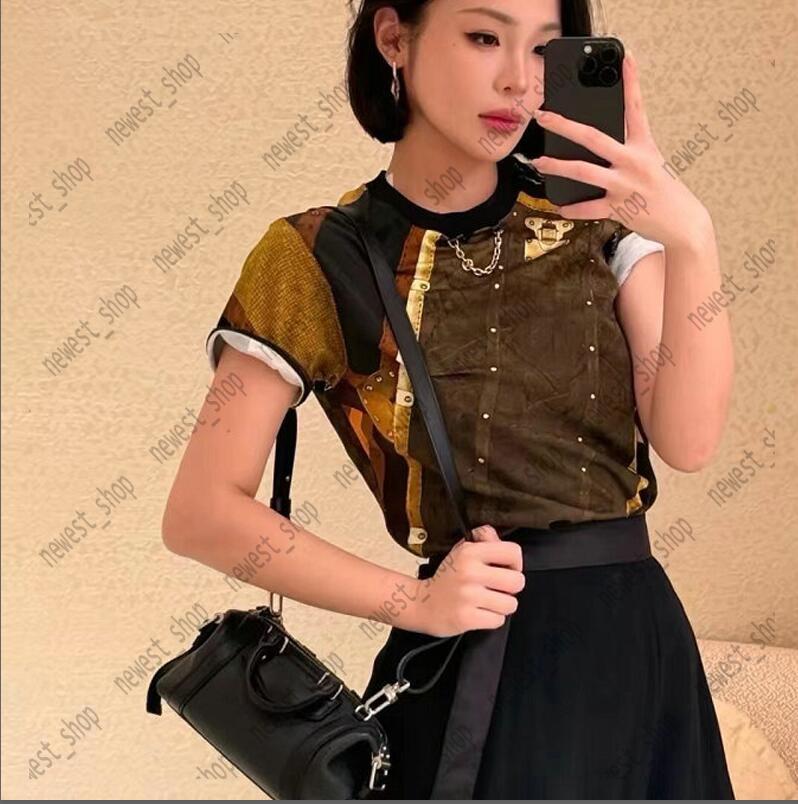 Summer womens T Shirts designer luxury tshirt women Threaded collar chain tshirt letter jacquard print t shirt lady casual cotton t-shirt tops tee