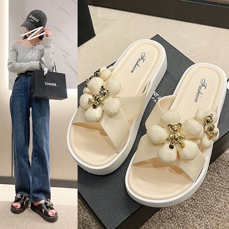 Women's Pearl Sandals Summer New Outdoor Fairy Style Thick soled Shoes Women's Beach Slippers Designer Sandals Women's Beach Sandals