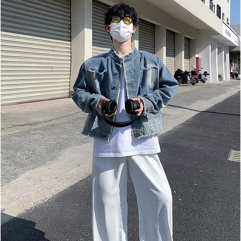 Vintage Denim Jacket Trendy Mens Short Spring Autumn Hair n Fashion Casual Bomber Street Jeans Outerwear 250614