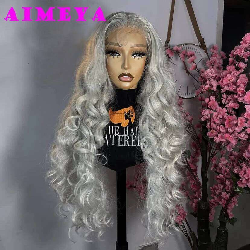 Hot Red Deep Wave Front with Baby Hair 13x4 Glueless Light Grey Synthetic Lace for Women Daily Use Cosplay Wig