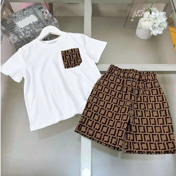 Fashion New Summer Clothing Sets Designer Brand LOGO Cotton Short Sleeves Clothes Suits Tops Pants Baby Toddler Boy Clothing Kids Children Girl Outfits
