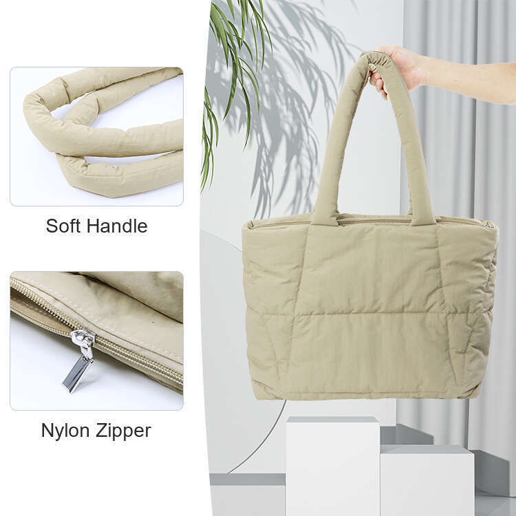 Fluffy Cotton Padded Underarm Fashion Embroidered Shoulder Bag Large Capacity Commuter Casual Handbag for Women