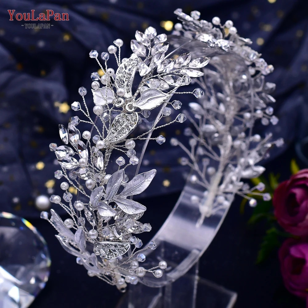 YouLaPan Crystal Bridal Headpiece Alloy Leaf Headband for Brides Wedding Hair Accessories Princess Tiara Pageant Headdress HP272 250603