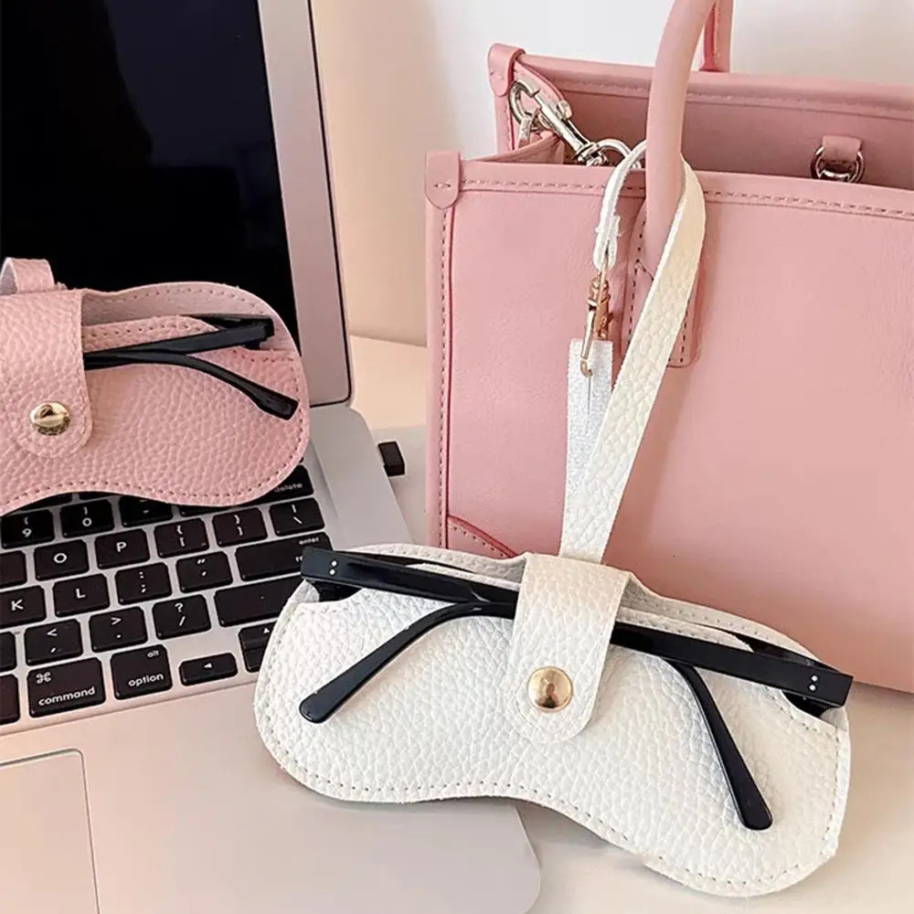Portable Eyeglass Case Sunglasses Storage Bag PU Material Eyeglass Case Hanging Rope Glasses/Sunglasses Accessories Lightweight 250610